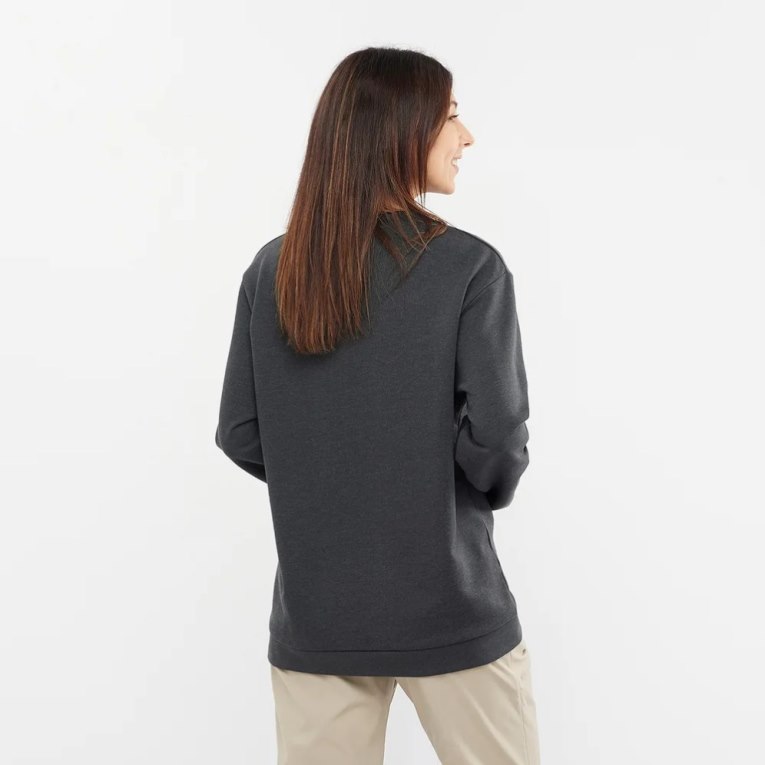 Salomon Outlife Logo Summer Heather Women's Sweatshirt Dark Grey | 845-AGHWCB