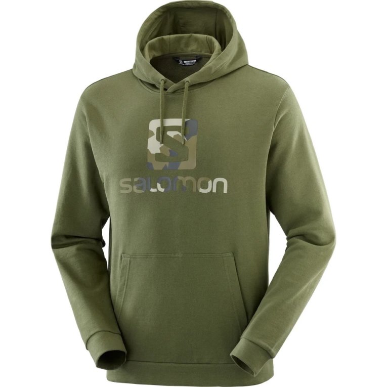 Salomon Outlife Logo Summer Men's Hoodie Olive | 937-GUOBSW