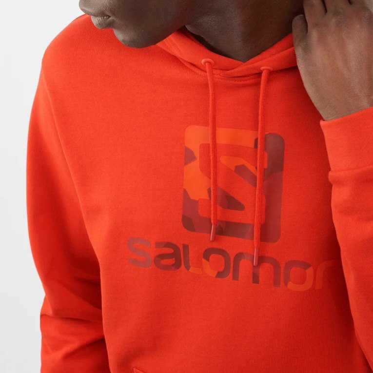 Salomon Outlife Logo Summer Men's Hoodie Red | 946-YPHEQM