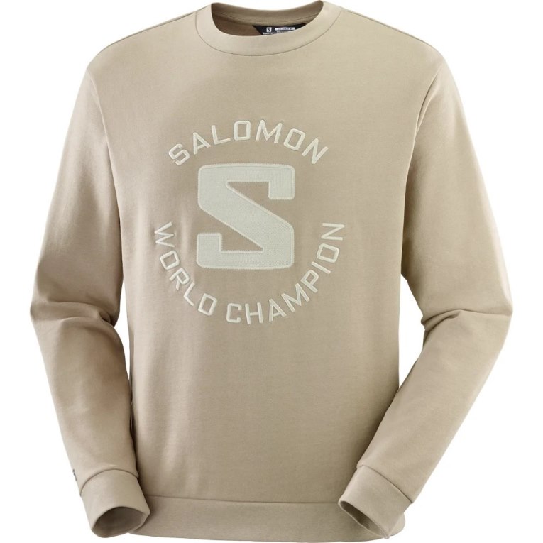 Salomon Outlife Logo Summer Men's Sweatshirt Beige | 308-KFELHW