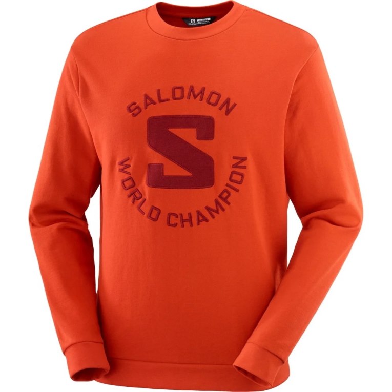 Salomon Outlife Logo Summer Men's Sweatshirt Orange | 407-NZTXLI