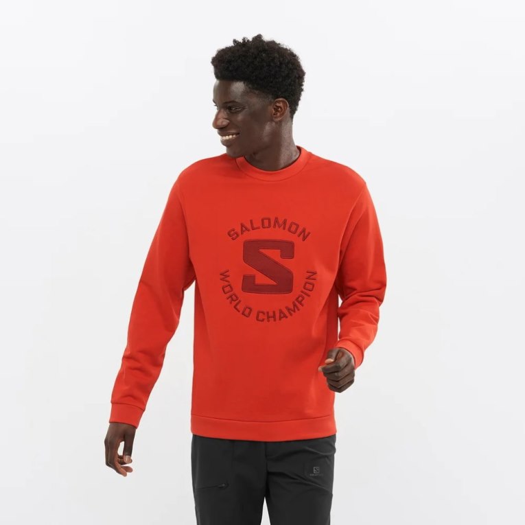 Salomon Outlife Logo Summer Men\'s Sweatshirt Orange | 407-NZTXLI