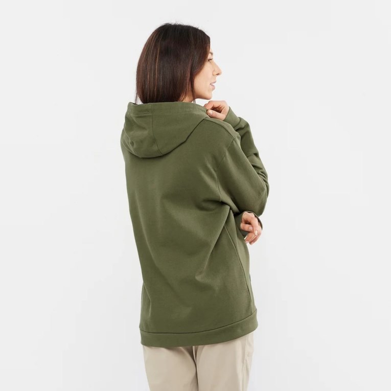 Salomon Outlife Logo Summer Women's Hoodie Olive | 951-IYZMSH