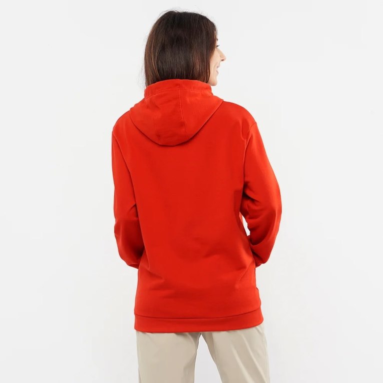 Salomon Outlife Logo Summer Women's Hoodie Red | 972-ZJUNIS