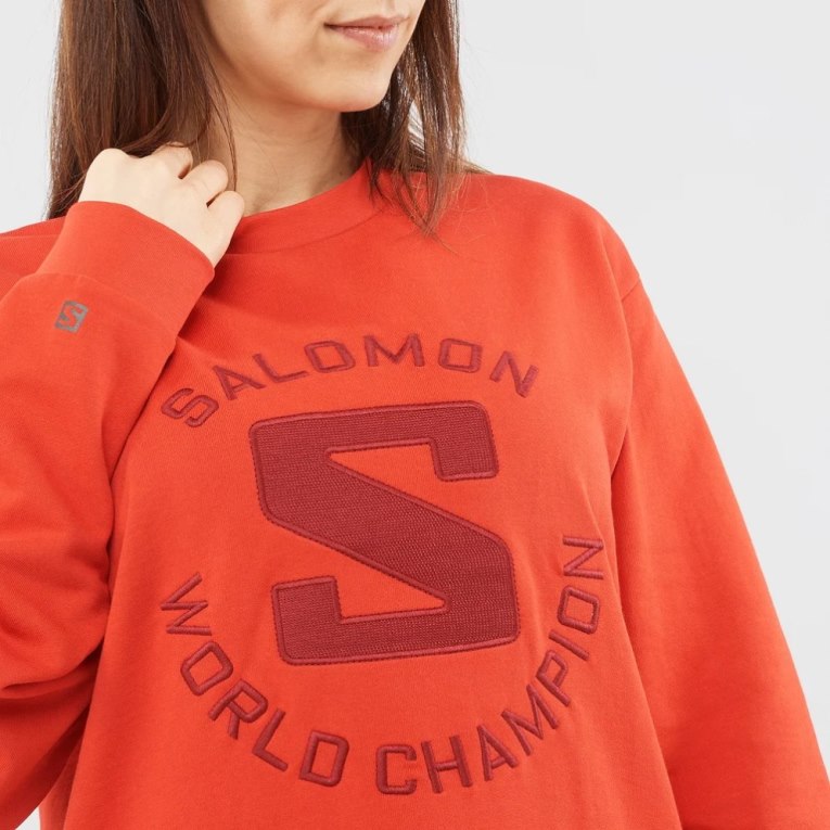 Salomon Outlife Logo Summer Women's Sweatshirt Orange | 547-LIESVW