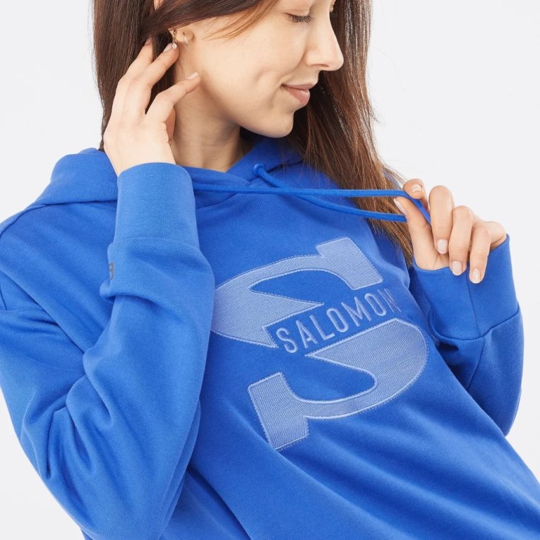 Salomon Outlife Logo Summer Women's Sweatshirt Blue | 750-EYUBIH