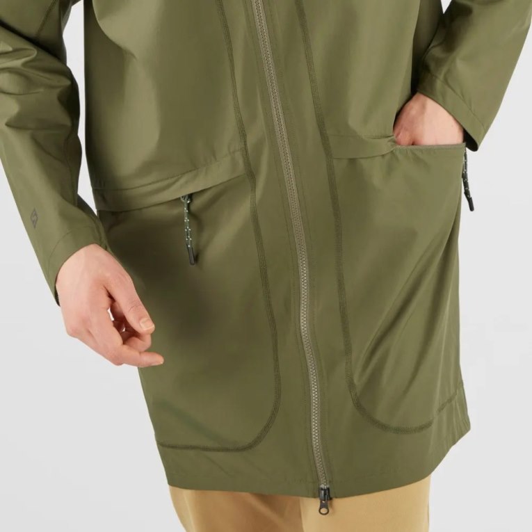 Salomon Outlife Long Packable Men's Windbreaker Olive | 196-LJMQHE