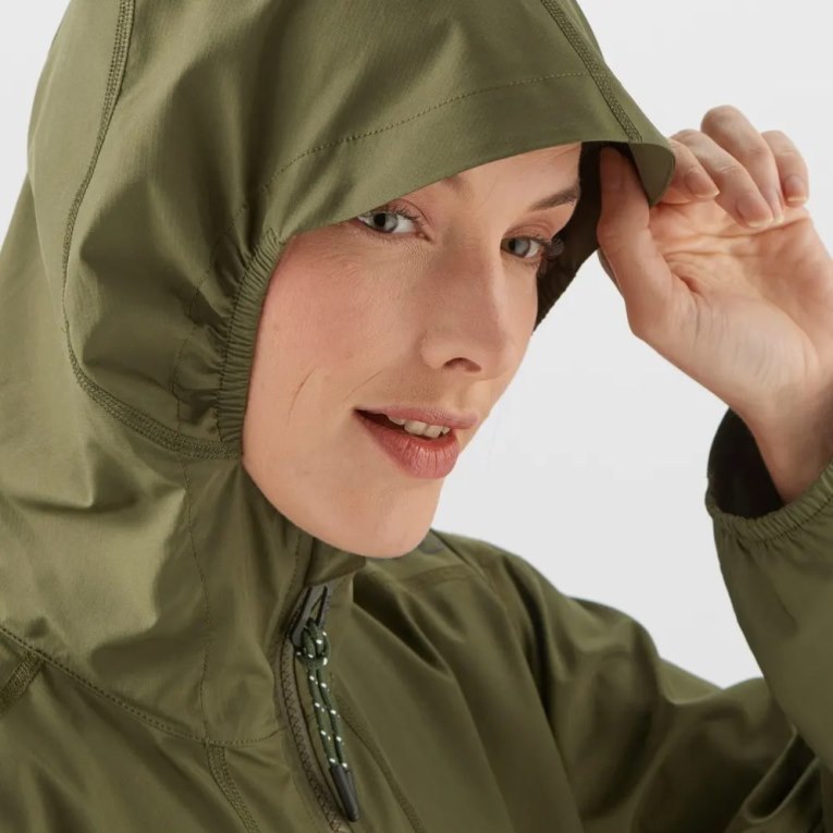 Salomon Outlife Long Packable Women's Windbreaker Olive | 986-IBGNPH