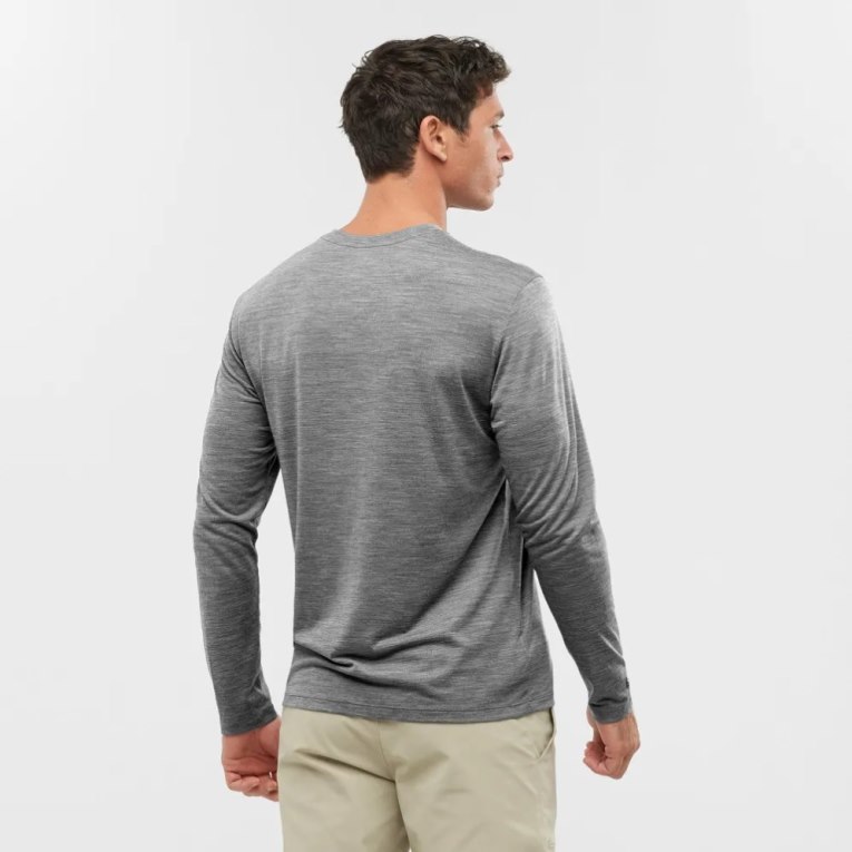 Salomon Outlife Merino Blend Long Sleeve Men's T-Shirts Grey | 780-QYUGOW