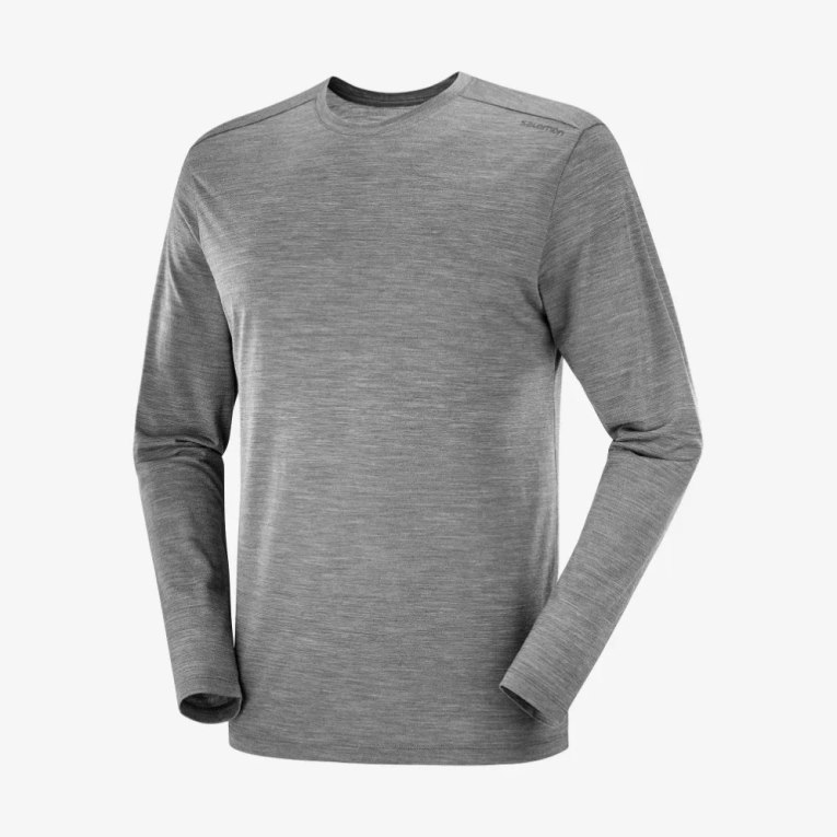 Salomon Outlife Merino Blend Long Sleeve Men\'s T-Shirts Grey | 780-QYUGOW