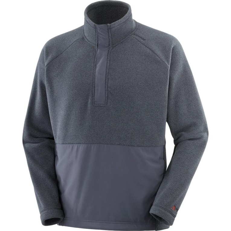 Salomon Outlife Polartec Halz Zip Men's Sweatshirt Dark Grey | 625-ANQTZJ