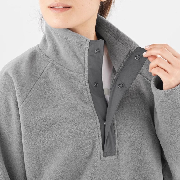 Salomon Outlife Polartec Halz Zip Women's Sweatshirt Grey | 342-TVBNQD