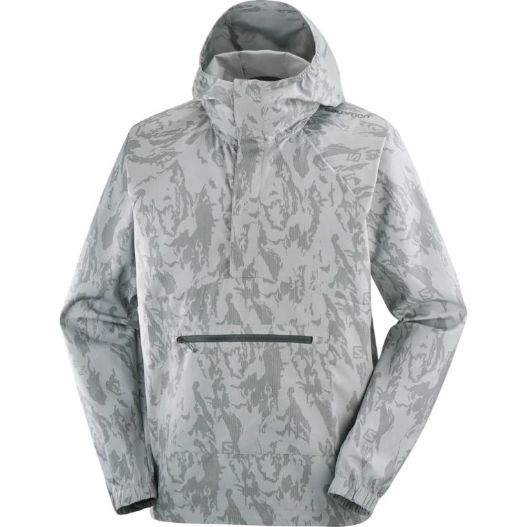 Salomon Outlife Ripstop Half Zip Men's Windbreaker Grey | 320-FLMRBN