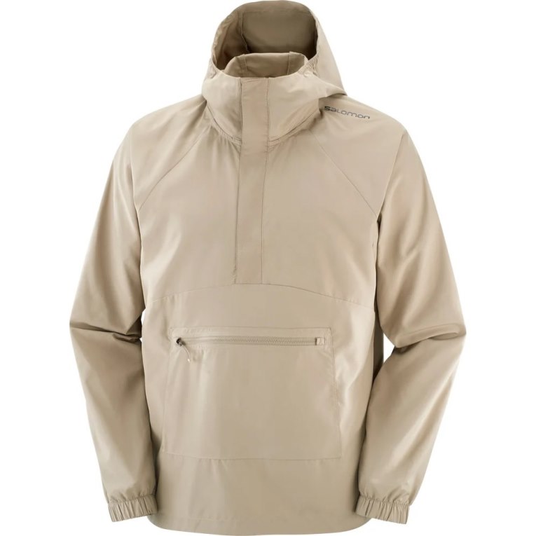 Salomon Outlife Ripstop Half Zip Men's Windbreaker Beige | 935-OWNQDV