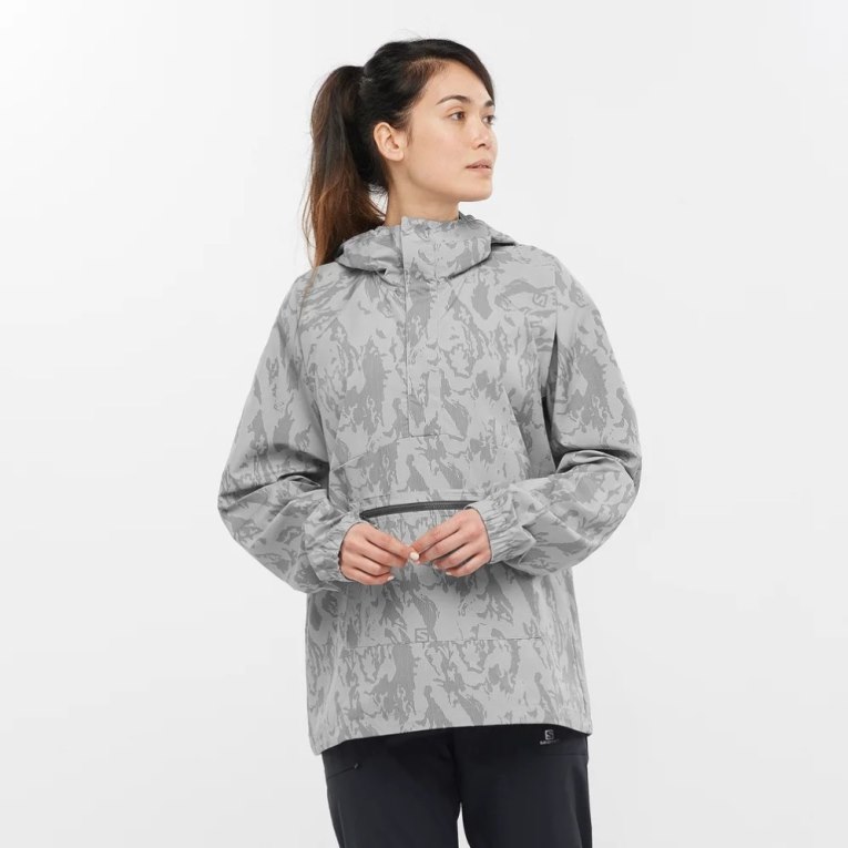 Salomon Outlife Ripstop Half Zip Women\'s Windbreaker Grey | 645-JBGUEA