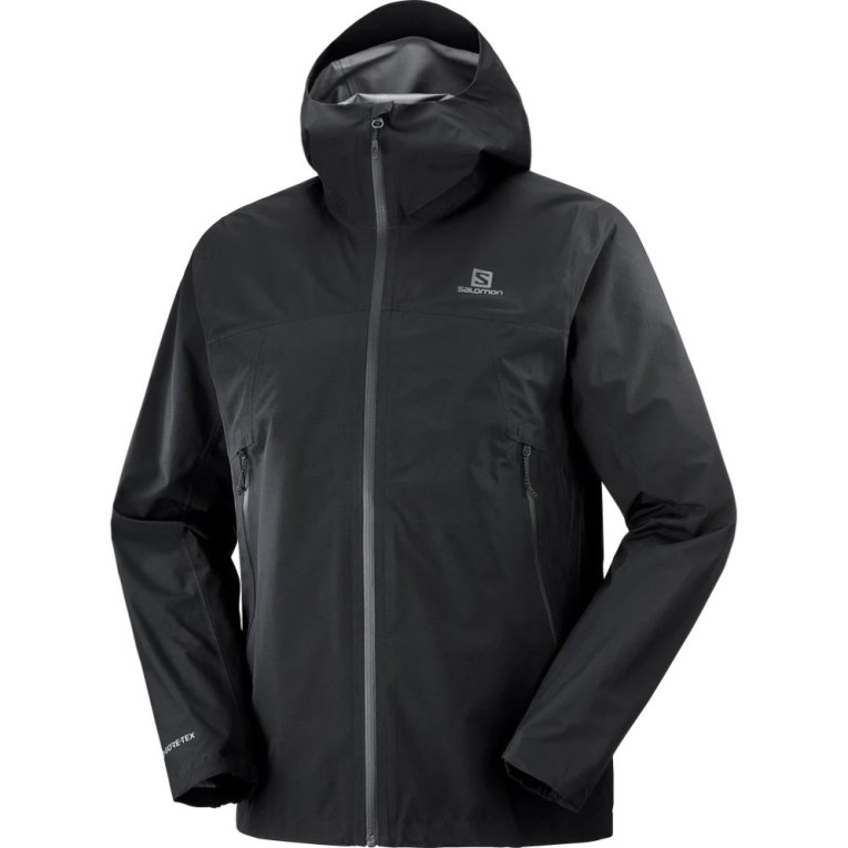 Salomon Outline GTX 2.5 Layers Waterproof Men's Shell Jackets Black | 564-LHIEKS