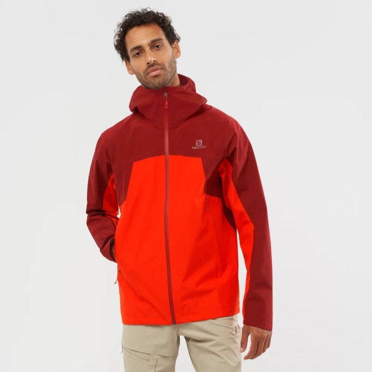 Salomon Outline GTX 2.5 Layers Waterproof Men\'s Shell Jackets Red | 708-IUOYFM