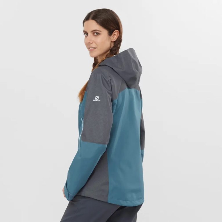 Salomon Outline GTX Hybrid Women's Shell Jackets Blue / Dark Grey | 203-PGXJTY