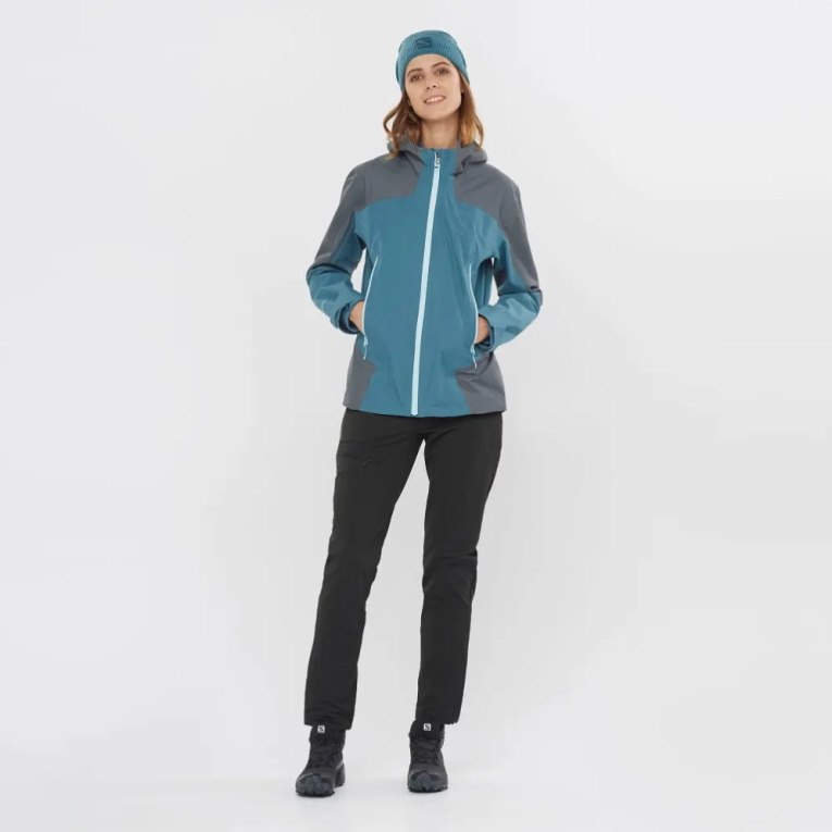 Salomon Outline GTX Hybrid Women's Shell Jackets Blue / Dark Grey | 203-PGXJTY