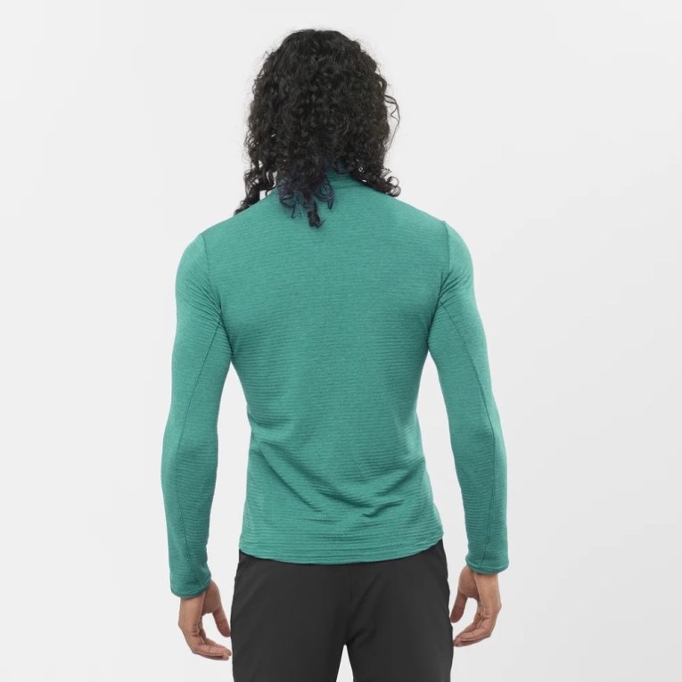 Salomon Outline Half Zip Men's Sweatshirt Green | 345-ONIVJW