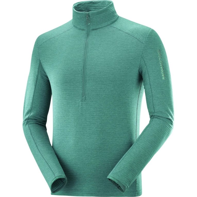 Salomon Outline Half Zip Men's Sweatshirt Green | 345-ONIVJW