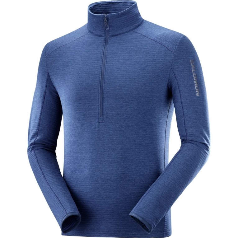 Salomon Outline Half Zip Men's Sweatshirt Blue | 786-EHLCYB