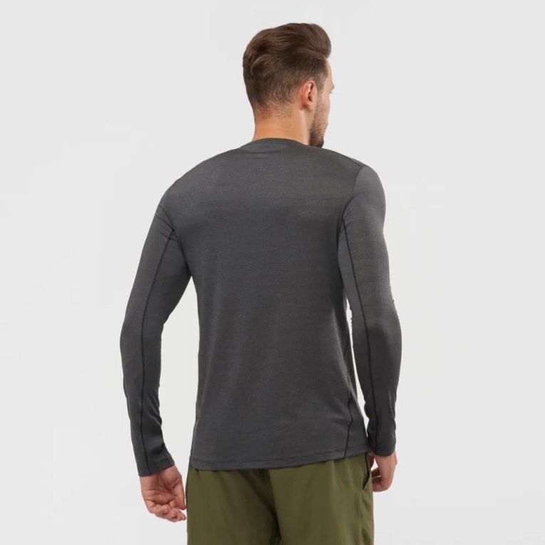 Salomon Outline Long Sleeve Men's T-Shirts Black | 015-DVTNUB