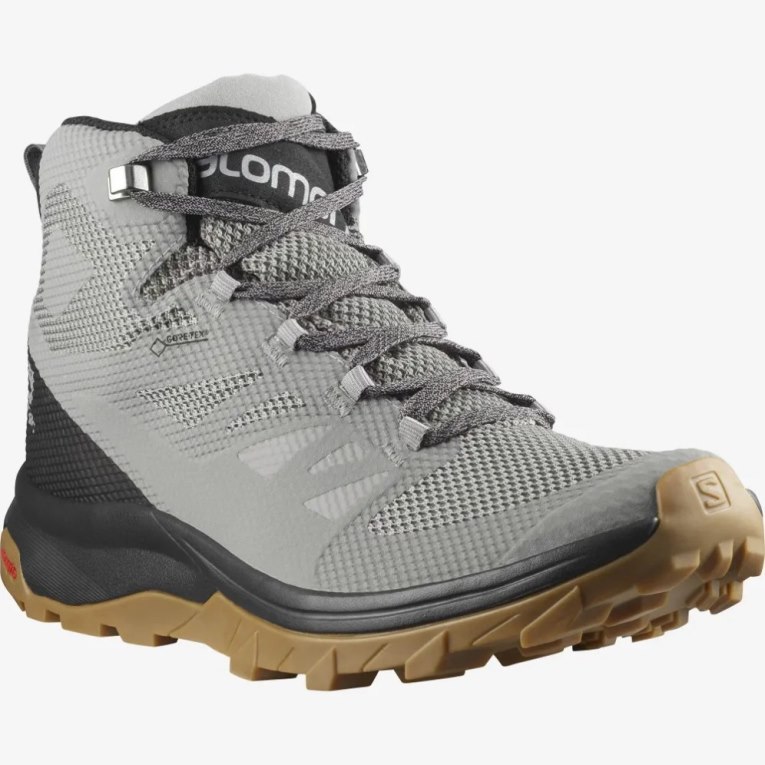 Salomon Outline Mid GTX Men's Hiking Boots Grey | 750-IBDAVL