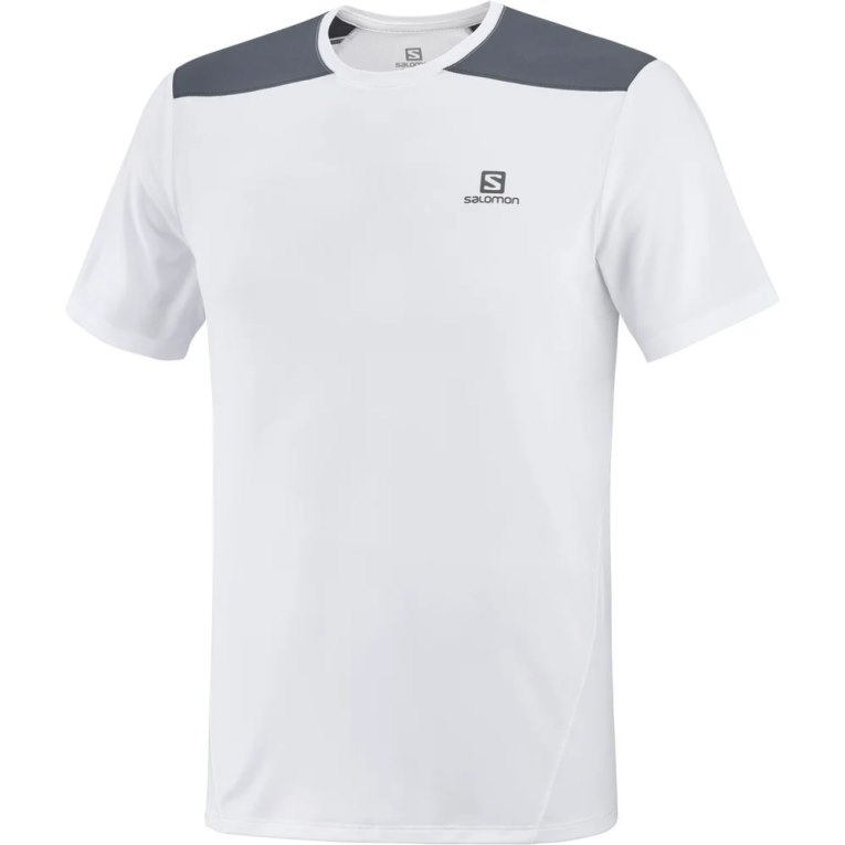 Salomon Outline Short Sleeve Men's T-Shirts White / Black | 083-OGAPSM