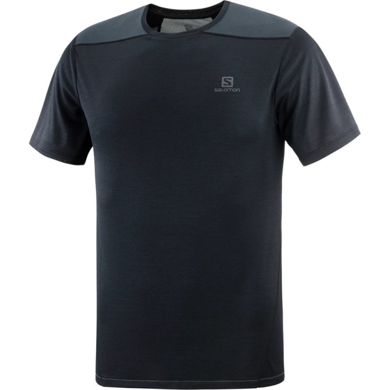 Salomon Outline Short Sleeve Men's T-Shirts Black | 569-MPGRSZ