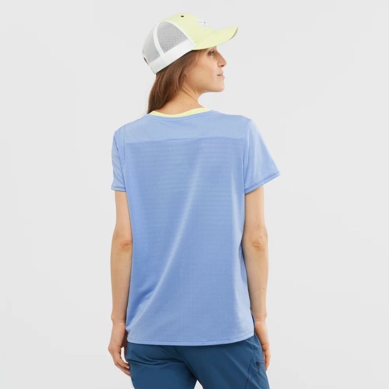 Salomon Outline Summer Short Sleeve Women's T-Shirts Light Blue | 150-AJUGMX