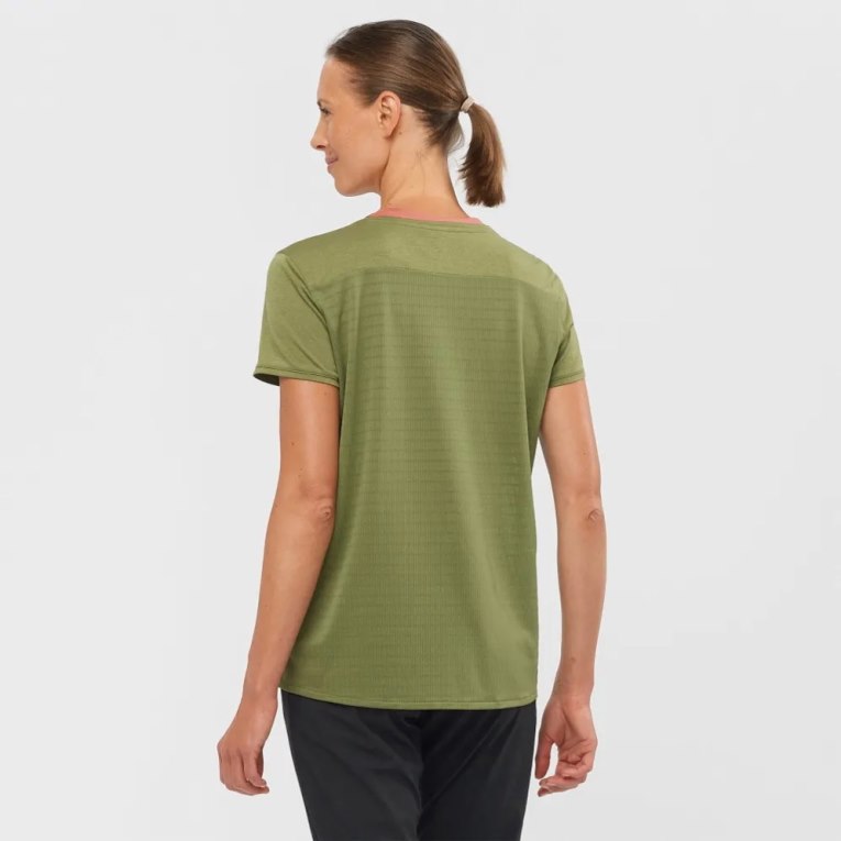 Salomon Outline Summer Short Sleeve Women's T-Shirts Olive | 829-LMVAET