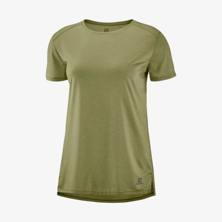 Salomon Outline Summer Short Sleeve Women's T-Shirts Olive | 829-LMVAET