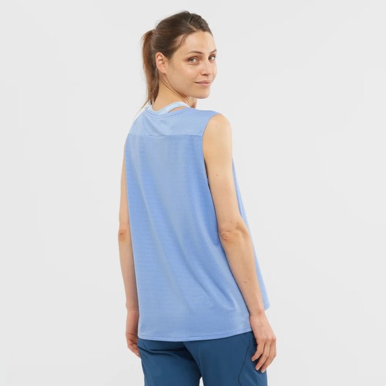 Salomon Outline Summer Women's Tanks Light Blue | 430-UAIEFZ