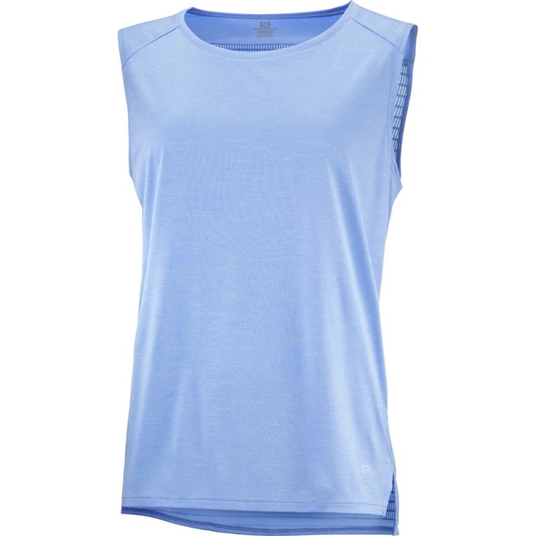 Salomon Outline Summer Women's Tanks Light Blue | 430-UAIEFZ