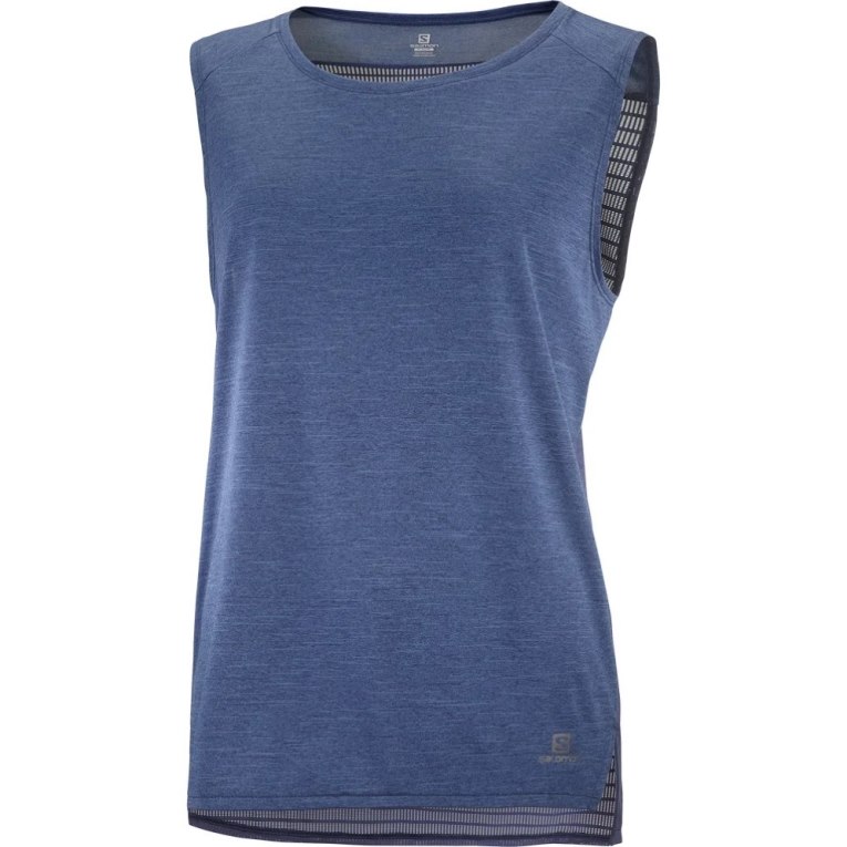 Salomon Outline Summer Women's Tanks Navy | 563-VXGNBI