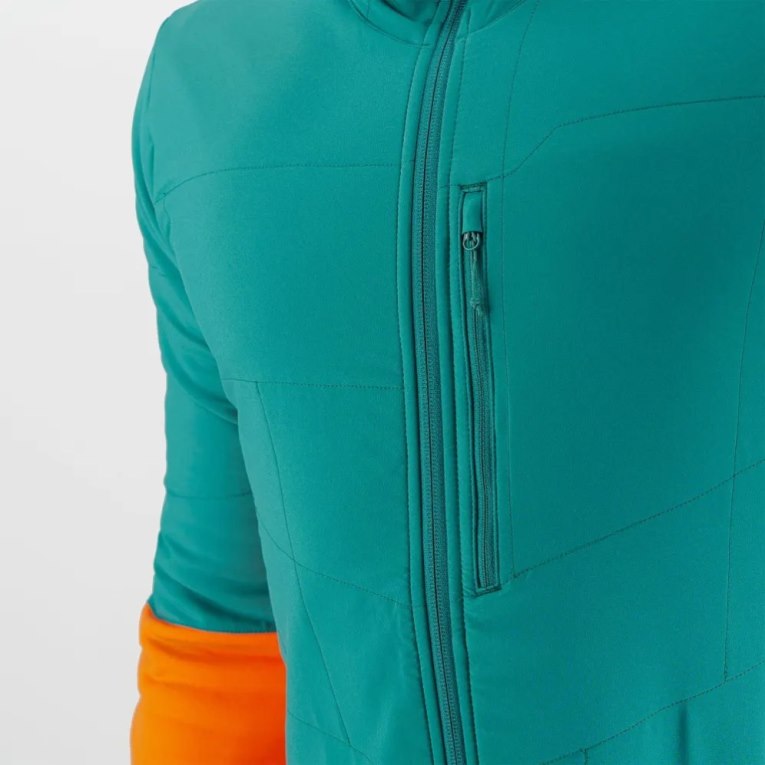 Salomon Outline Warm Hybrid Men's Jackets Turquoise / Orange | 624-IDHTLP