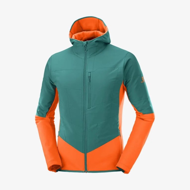 Salomon Outline Warm Hybrid Men's Jackets Turquoise / Orange | 624-IDHTLP