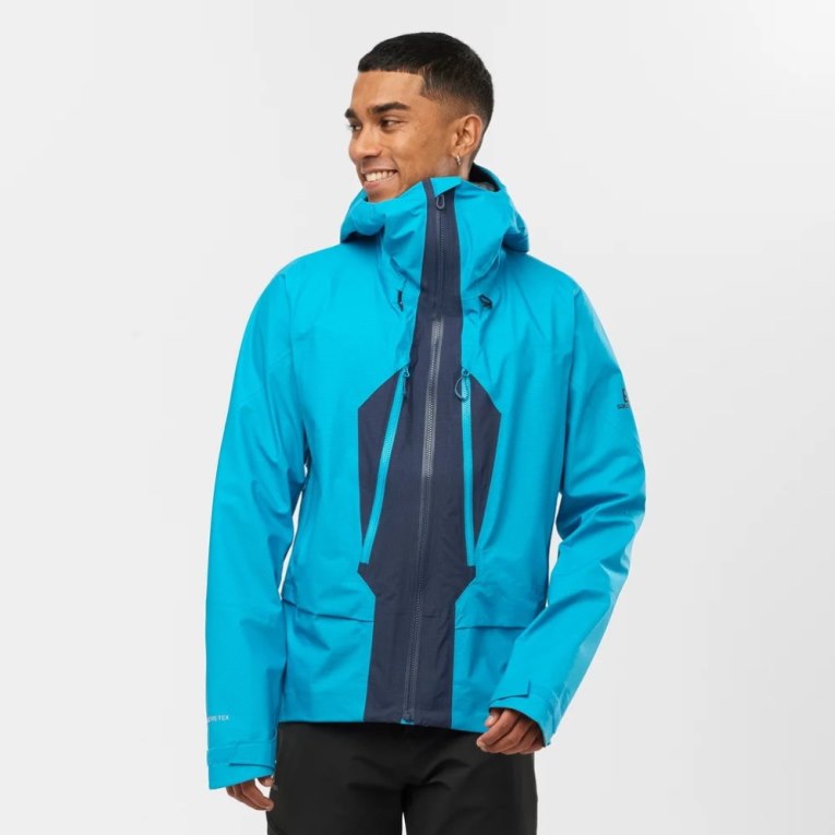 Salomon Outpeak GTX 3L Waterproof Men\'s Shell Jackets Turquoise | 451-JQSPLD