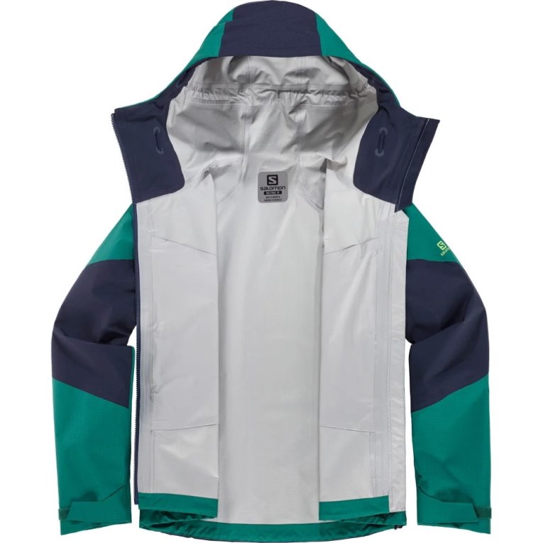 Salomon Outpeak GTX 3L Women's Shell Jackets Green / Navy | 834-TQYJZW