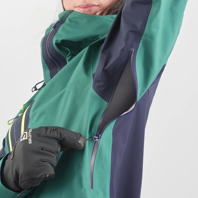 Salomon Outpeak GTX 3L Women's Shell Jackets Green / Navy | 834-TQYJZW