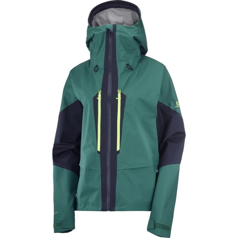 Salomon Outpeak GTX 3L Women's Shell Jackets Green / Navy | 834-TQYJZW