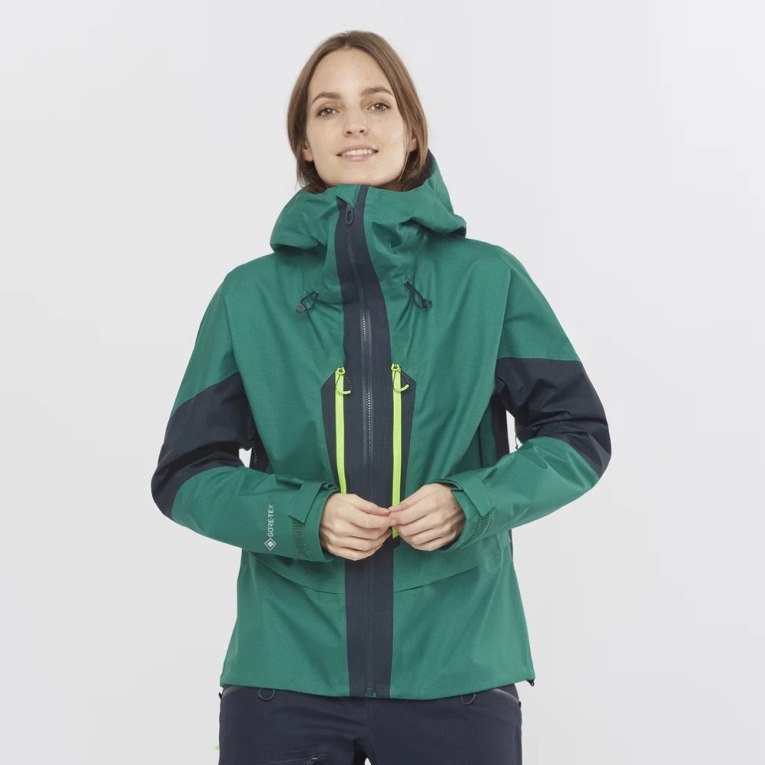 Salomon Outpeak GTX 3L Women\'s Shell Jackets Green / Navy | 834-TQYJZW