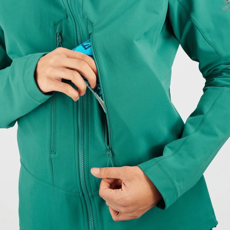 Salomon Outpeak Softshell Full Zip Men's Jackets Turquoise | 652-QJZPBE