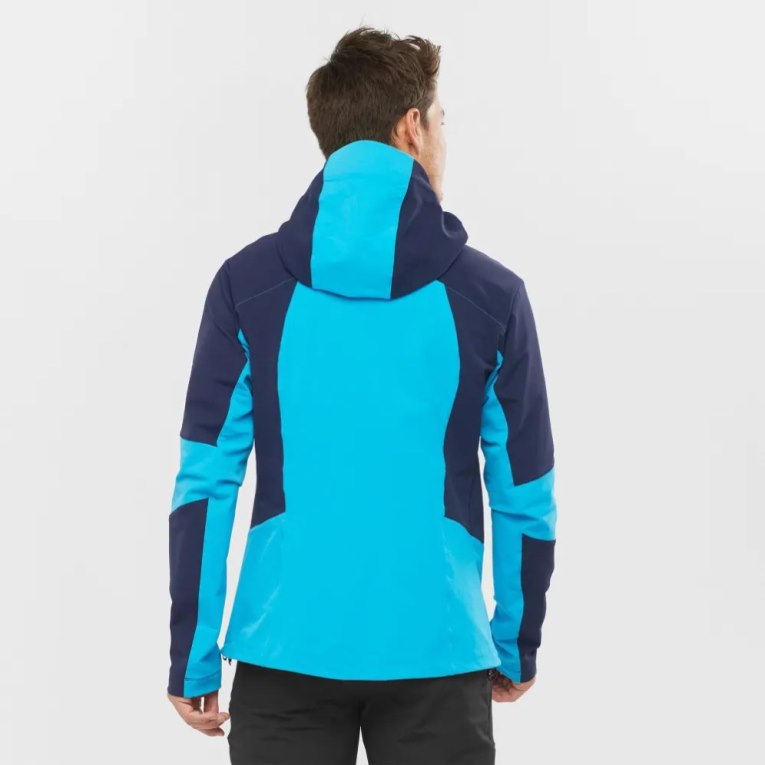 Salomon Outpeak Softshell Full Zip Men's Jackets Navy / Turquoise | 968-SUPQYI