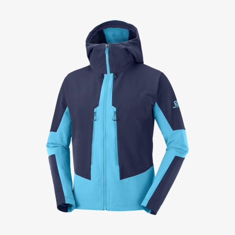 Salomon Outpeak Softshell Full Zip Men's Jackets Navy / Turquoise | 968-SUPQYI