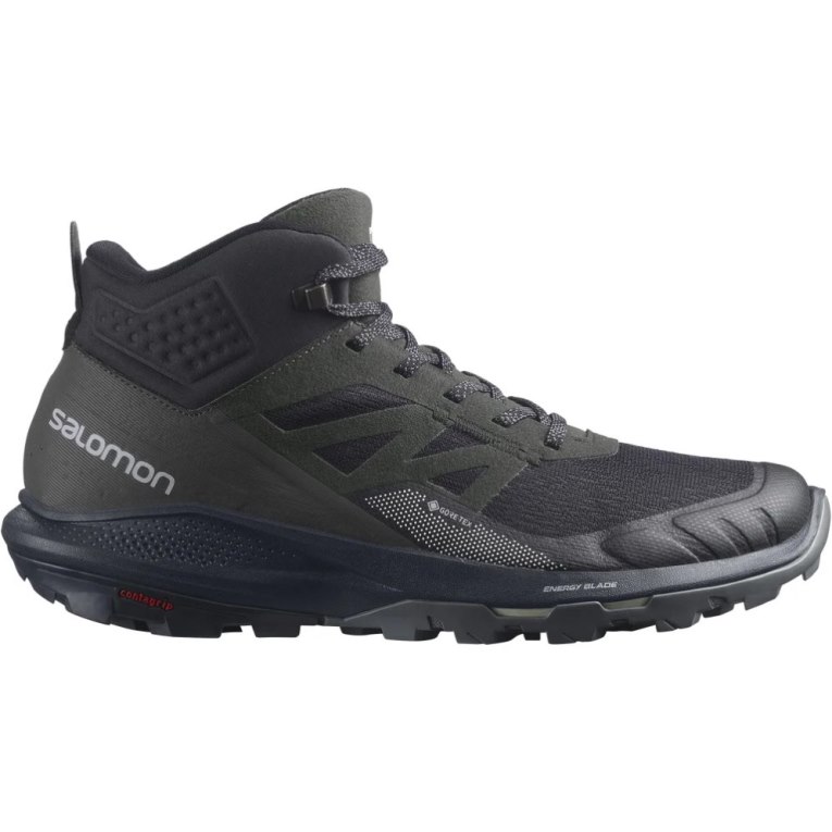 Salomon Outpulse Mid GTX Men\'s Hiking Boots Black / Olive | 237-TFLEPR