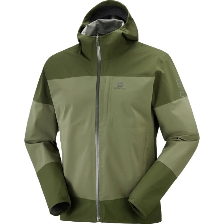 Salomon Outrack Waterproof 2.5L Men's Shell Jackets Olive | 076-ZDHKNF