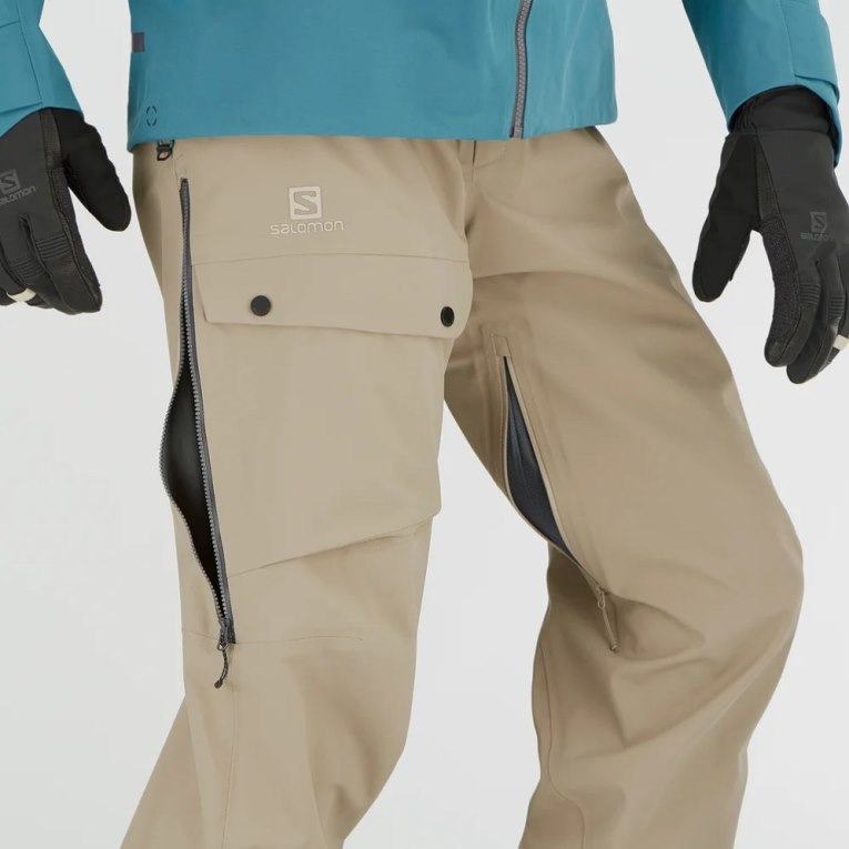 Salomon Qst 3L Men's Ski Pants Khaki | 264-SAICZU