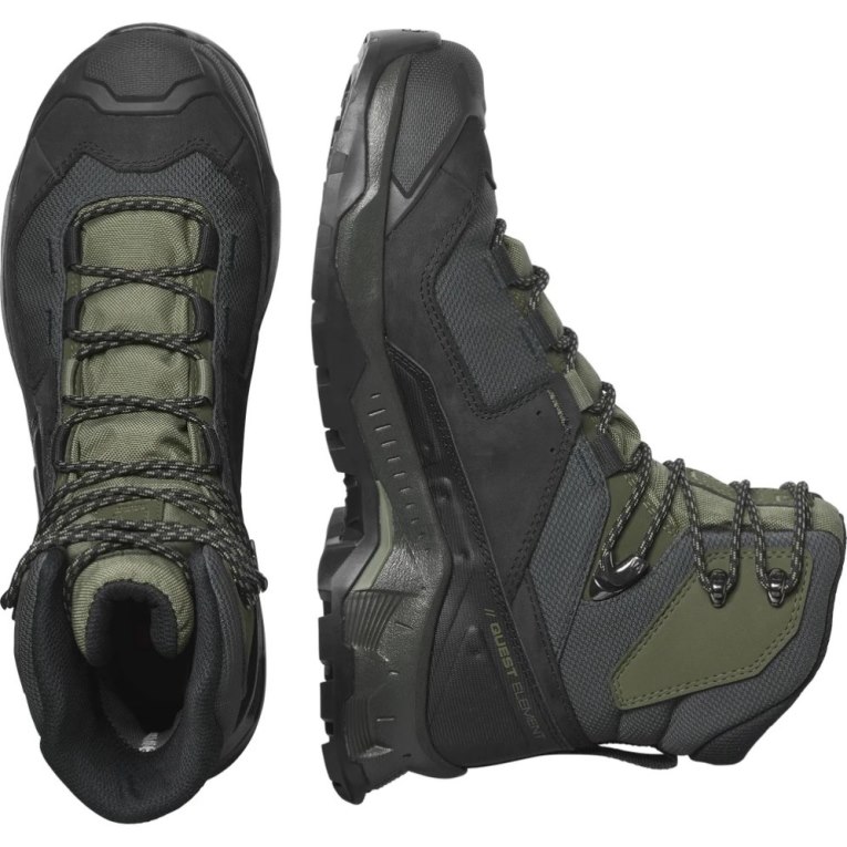 Salomon Quest Element GTX Men's Hiking Boots Black / Olive | 892-JUQDFN